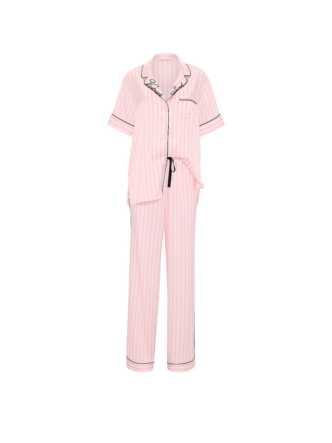 Піжама Signature Satin Short-Sleeve Long Pajama Set в смужку